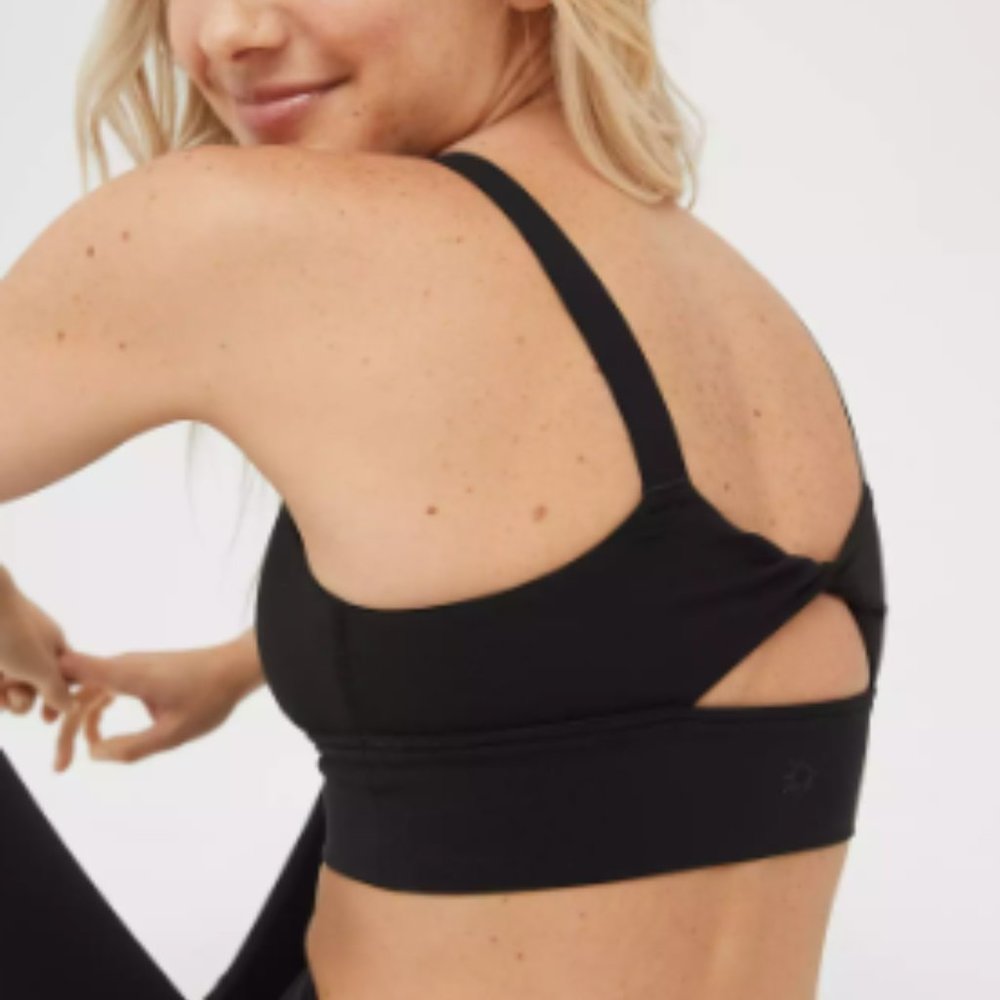 aerie Black Twist Back Sports Bra